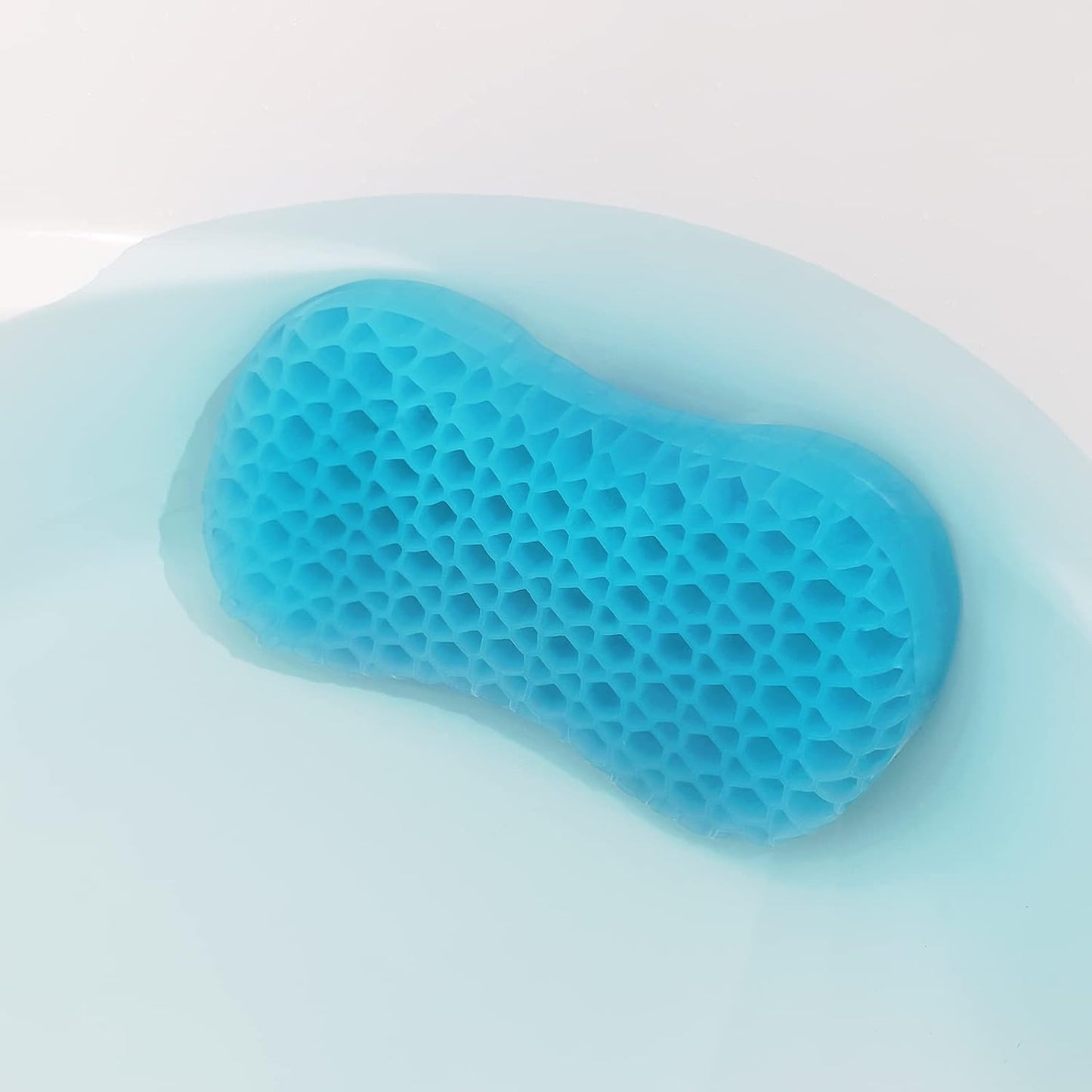 Sunlit Bath Jello Mini Gel Bath Pillows, Lumbar Pillow for Bathtub, Back Support Pillow, Gel Pillow with Non-Slip Suction Cups for Lumbar, Back Rest Support, Fits Curved or Straight Back Tubs, Aqua