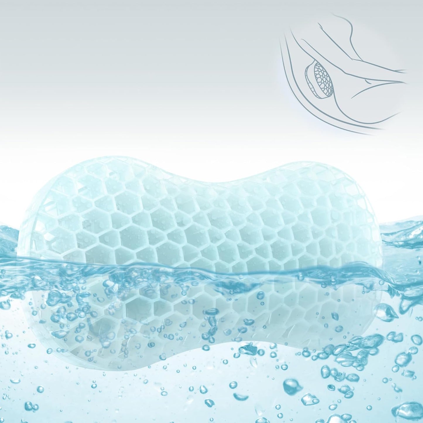 Sunlit Bath Jello Mini Gel Bath Pillows, Lumbar Pillow for Bathtub, Back Support Pillow, Gel Pillow with Non-Slip Suction Cups for Lumbar, Back Rest Support, Fits Curved or Straight Back Tubs, Aqua
