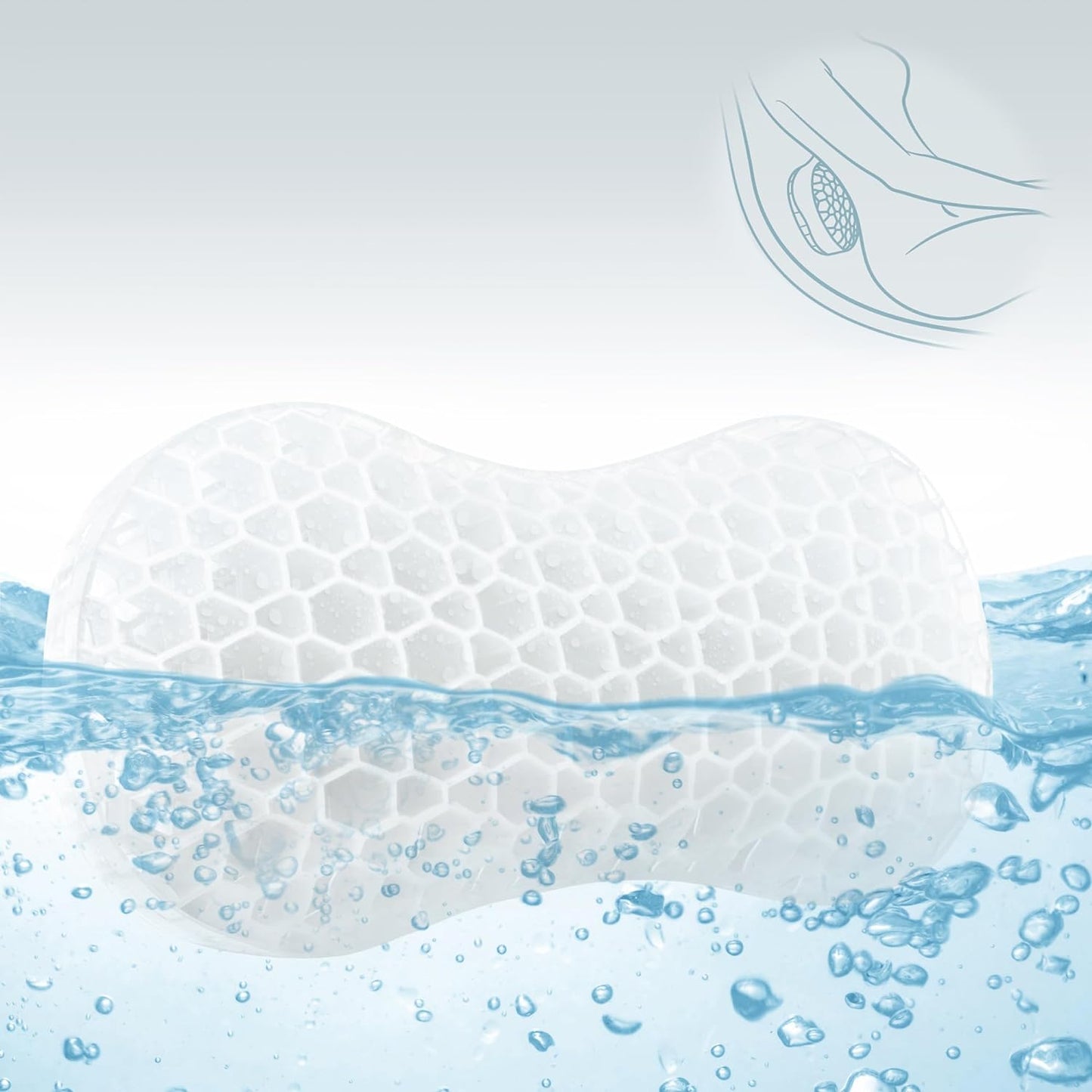Sunlit Bath Jello Mini Gel Bath Pillows, Lumbar Pillow for Bathtub, Back Support Pillow, Gel Pillow with Non-Slip Suction Cups for Lumbar, Back Rest Support, Fits Curved or Straight Back Tubs, Aqua