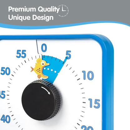 Visual Timer 7.5 inch, 60-Minute Countdown Timer for Kids Classroom Teaching Tool Office Meeting, Mechanical Countdown Clock for Exam Time Management Magnetic Kitchen Timer,Sky Blue