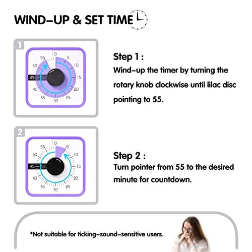 Visual Timer 7.5 inch, 60-Minute Countdown Timer for Kids Classroom Teaching Tool Office Meeting, Mechanical Countdown Clock for Exam Time Management Magnetic Kitchen Timer,Sky Blue