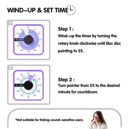 Visual Timer 7.5 inch, 60-Minute Countdown Timer for Kids Classroom Teaching Tool Office Meeting, Mechanical Countdown Clock for Exam Time Management Magnetic Kitchen Timer,Sky Blue