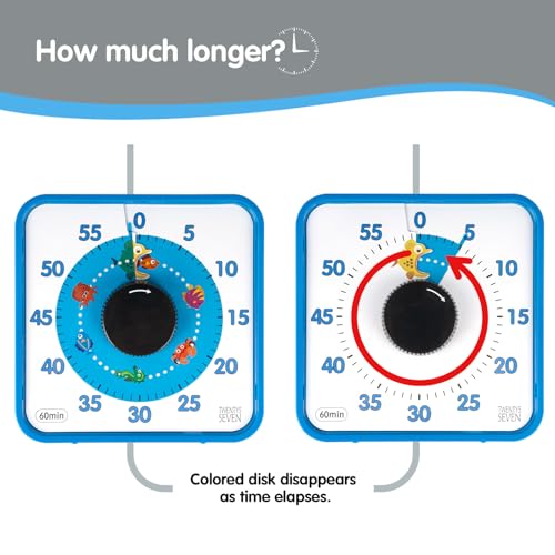 Visual Timer 7.5 inch, 60-Minute Countdown Timer for Kids Classroom Teaching Tool Office Meeting, Mechanical Countdown Clock for Exam Time Management Magnetic Kitchen Timer,Sky Blue