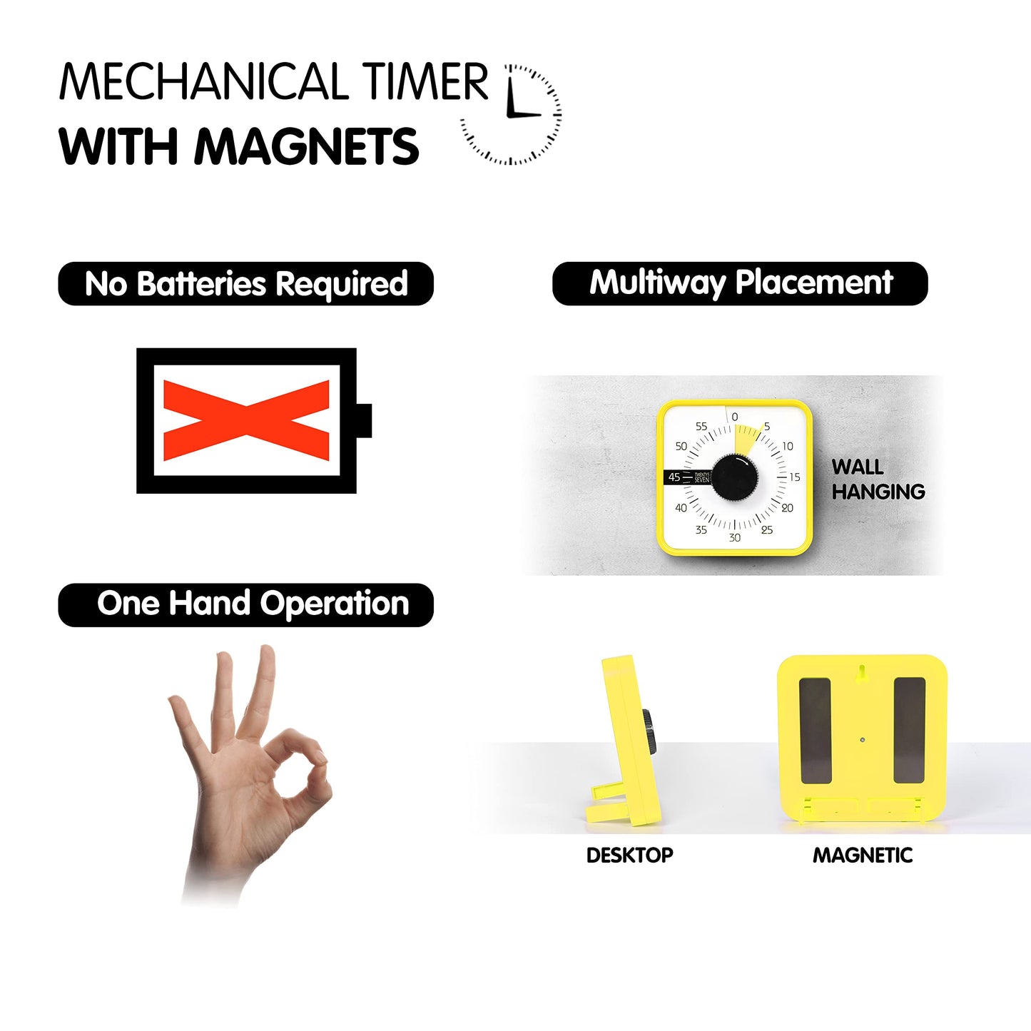 Visual Timer 7.5 inch, 60-Minute Countdown Timer for Kids Classroom Teaching Tool Office Meeting, Mechanical Countdown Clock for Exam Time Management Magnetic Kitchen Timer,Sky Blue