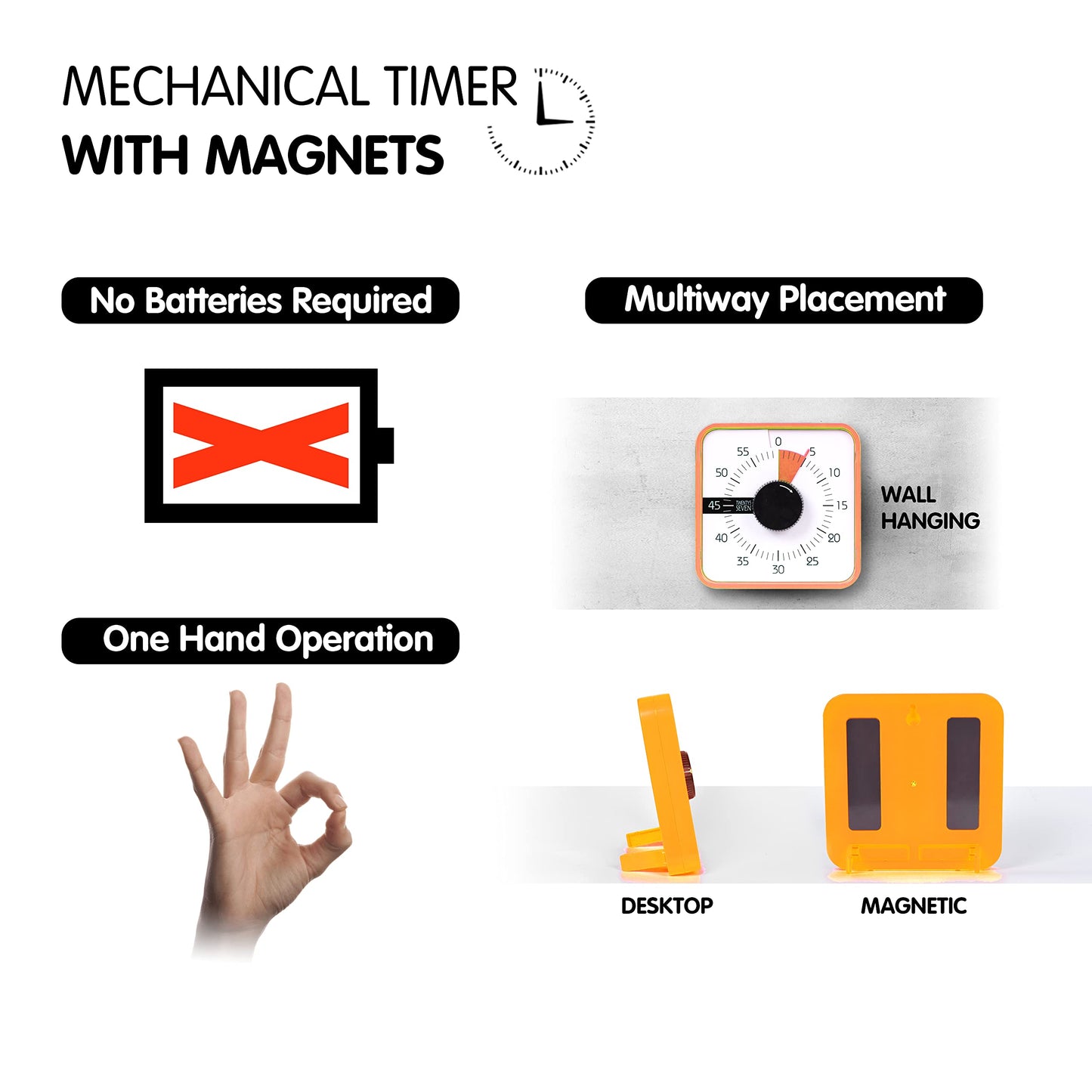Visual Timer 7.5 inch, 60-Minute Countdown Timer for Kids Classroom Teaching Tool Office Meeting, Mechanical Countdown Clock for Exam Time Management Magnetic Kitchen Timer,Sky Blue