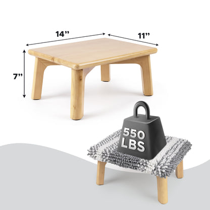 Sunlit One Step Stool with Absorbent Chenille, Stool Holds up to 550 lbs, Non-Slip Wood Foot Stool, Wooden Step Stool for Adults, Step Stools for Kids, Kitchen Bathroom Bedroom, Taupe