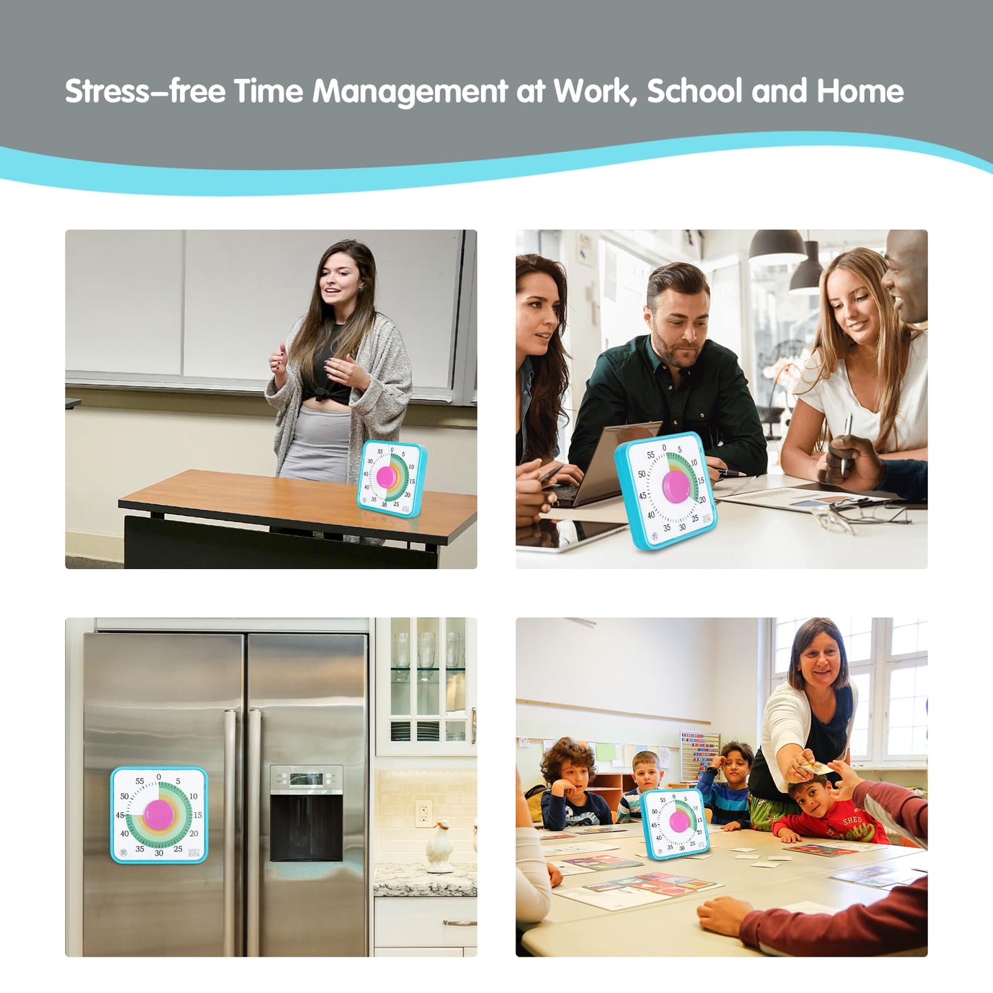 Visual Timer 7.5 inch, 60-Minute Countdown Timer for Kids Classroom Teaching Tool Office Meeting, Mechanical Countdown Clock for Exam Time Management Magnetic Kitchen Timer,Sky Blue
