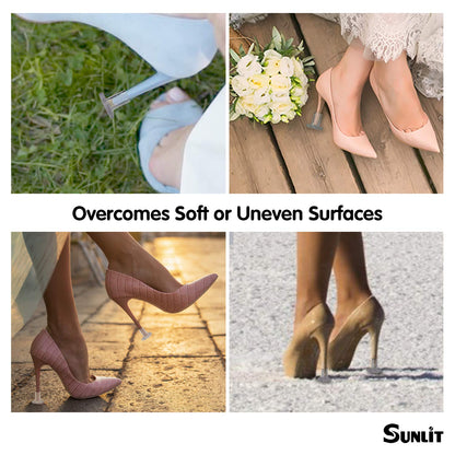 10 Pairs High Heel Protectors, Heart Shaped Glittery Clear Heel Stoppers for Women Shoes, Perfect for Outdoor Graden Party and Weddings, Pink