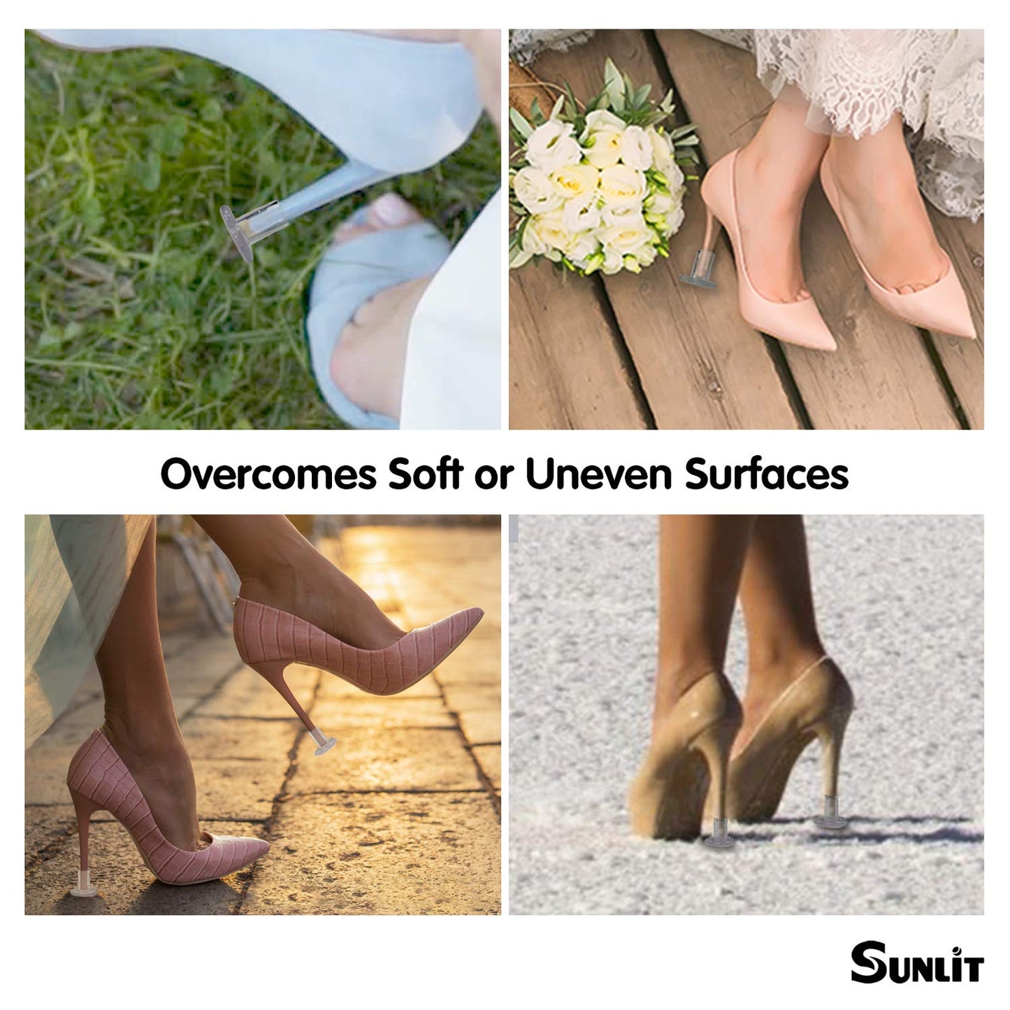 10 Pairs High Heel Protectors, Heart Shaped Glittery Clear Heel Stoppers for Women Shoes, Perfect for Outdoor Graden Party and Weddings, Pink