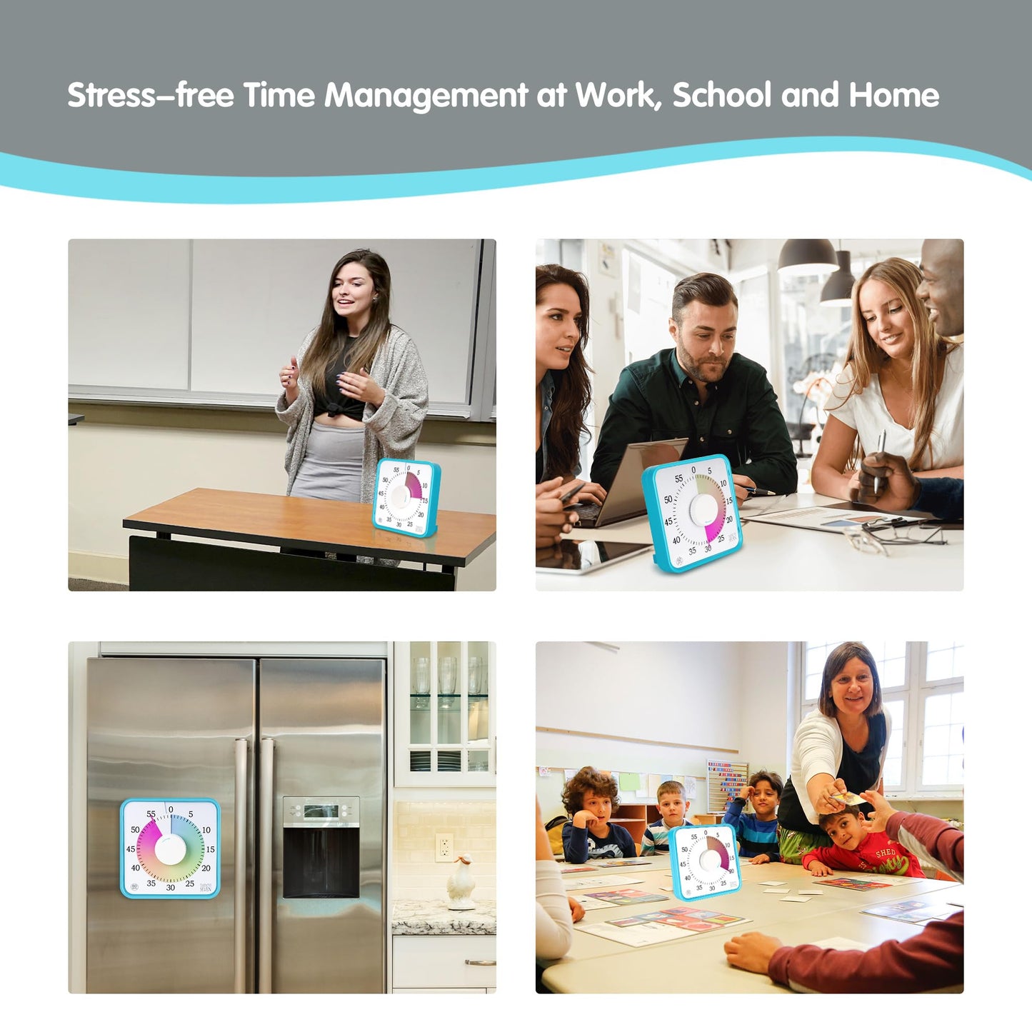Visual Timer 7.5 inch, 60-Minute Countdown Timer for Kids Classroom Teaching Tool Office Meeting, Mechanical Countdown Clock for Exam Time Management Magnetic Kitchen Timer,Sky Blue