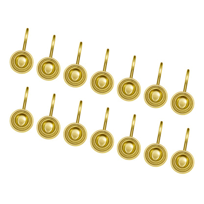 Sunlit Gold Shower Curtain Hooks, Square Metal Home Decorative Shower Curtain Rings for Bathroom, Modern Shower Curtain Hangers Bathroom Accessories, Set of 12