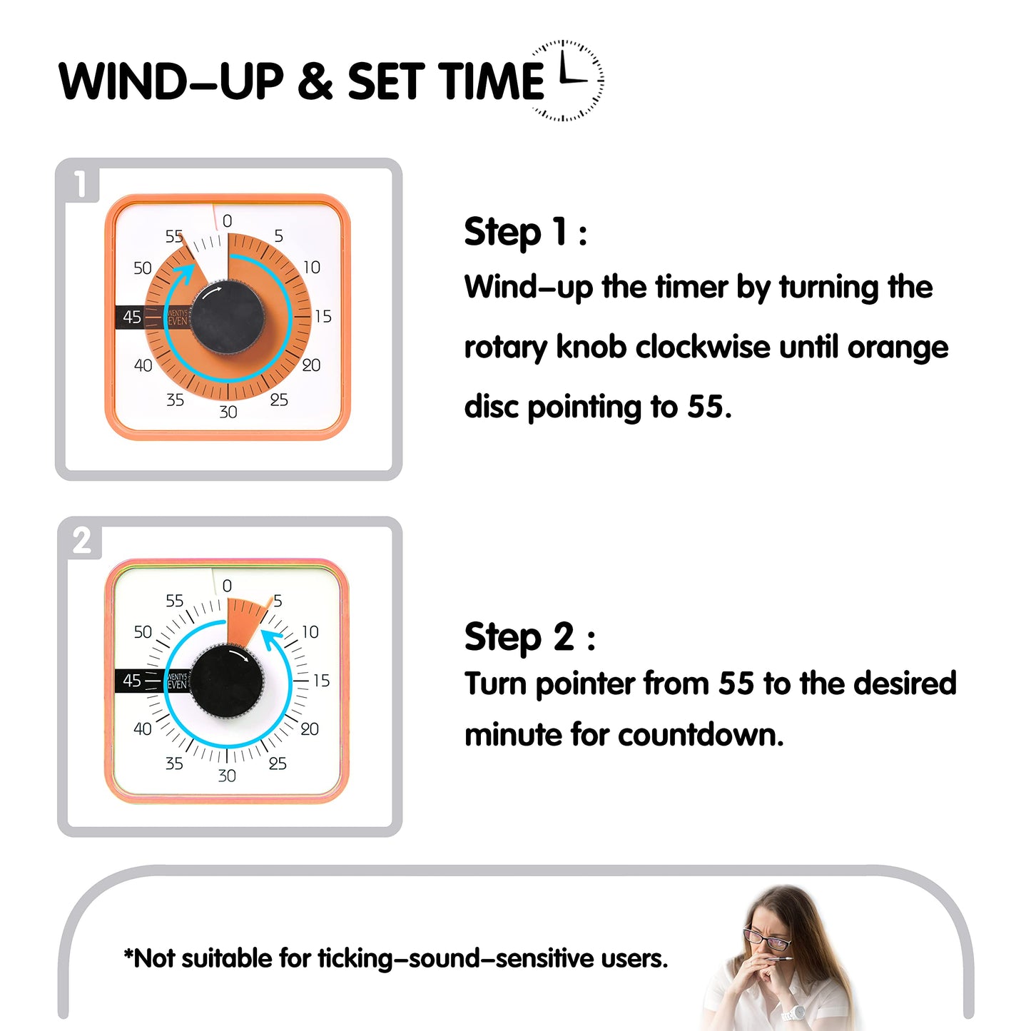 Visual Timer 7.5 inch, 60-Minute Countdown Timer for Kids Classroom Teaching Tool Office Meeting, Mechanical Countdown Clock for Exam Time Management Magnetic Kitchen Timer,Sky Blue