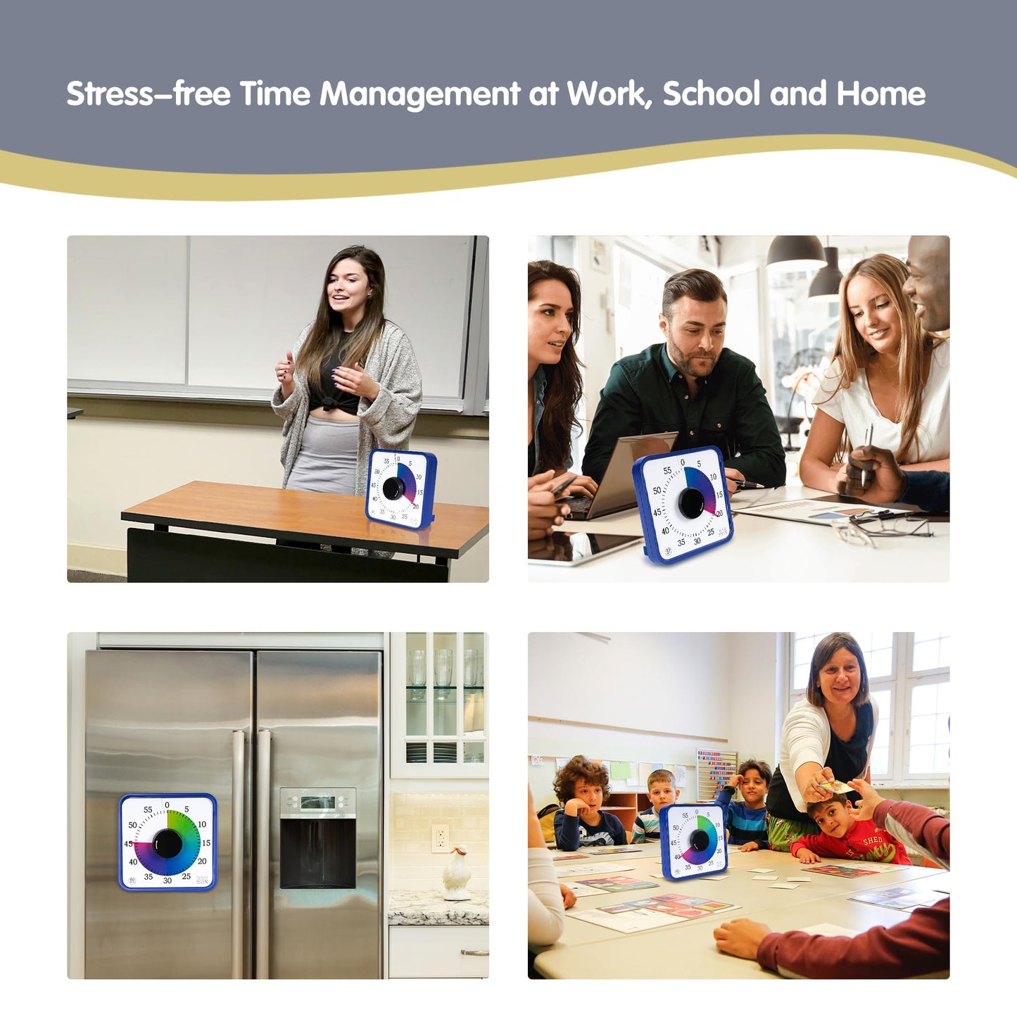 Visual Timer 7.5 inch, 60-Minute Countdown Timer for Kids Classroom Teaching Tool Office Meeting, Mechanical Countdown Clock for Exam Time Management Magnetic Kitchen Timer,Sky Blue