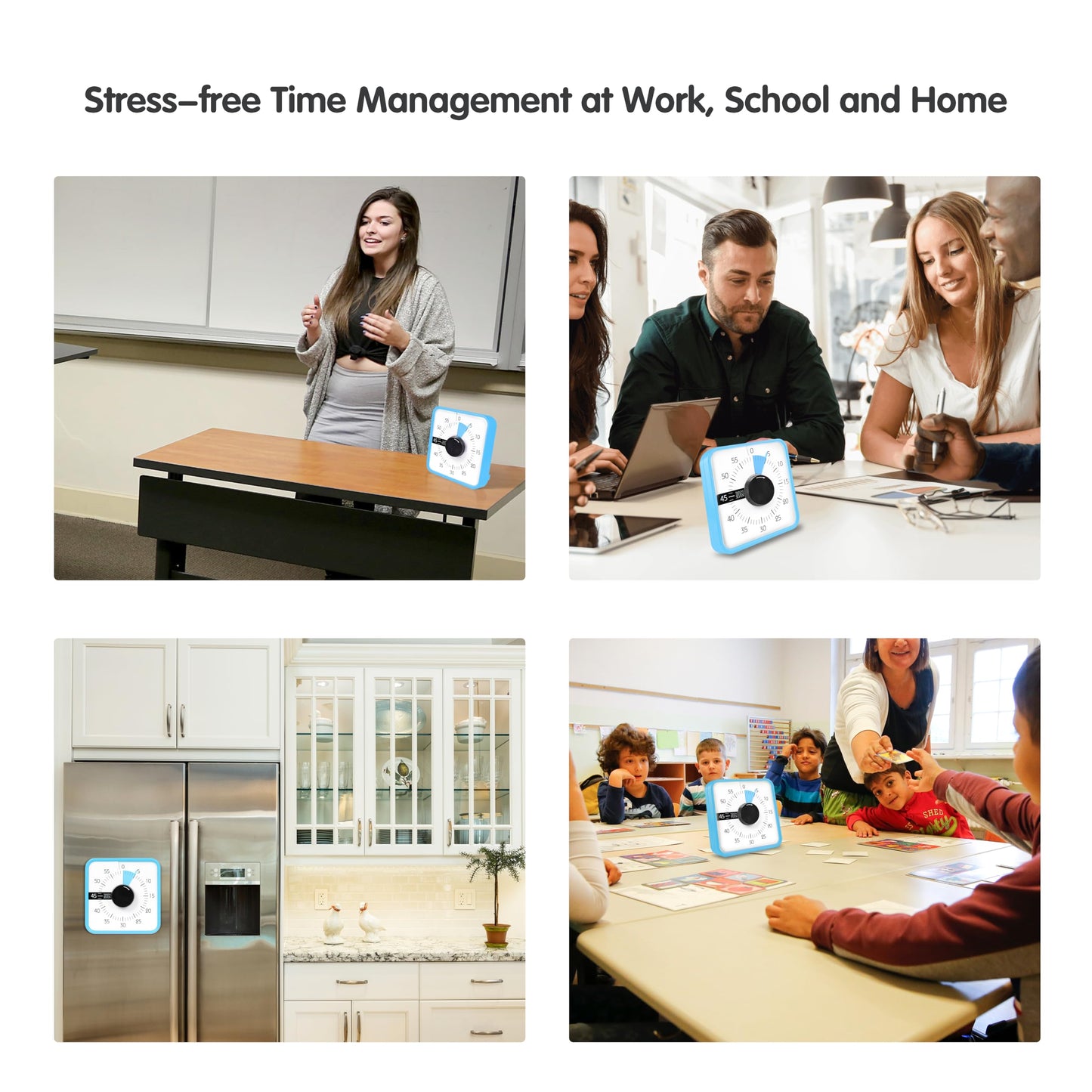 Visual Timer 7.5 inch, 60-Minute Countdown Timer for Kids Classroom Teaching Tool Office Meeting, Mechanical Countdown Clock for Exam Time Management Magnetic Kitchen Timer,Sky Blue