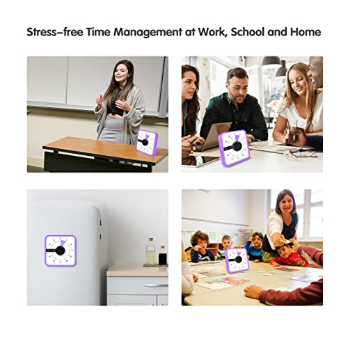 TWENTY5 SEVEN Countdown Timer 7.5 inch; 60 Minute 1 Hour Visual Timer – Classroom Teaching Tool Office Meeting, Mechanical Countdown Clock for Kids Exam Time Management Magnetic, Purple