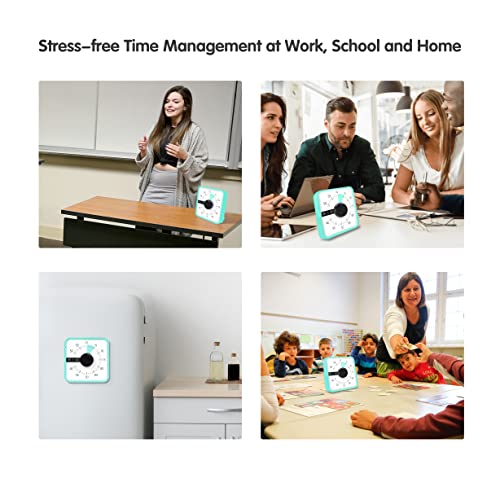 TWENTY5 SEVEN Countdown Timer 7.5 inch; 60 Minute 1 Hour Visual Timer – Classroom Teaching Tool Office Meeting, Mechanical Countdown Clock for Kids Exam Time Management Magnetic, Mint Green