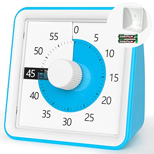 Visual Timer with Protective Case, 60-Minute Countdown Timer for Kids Autism ADHD Classroom Home Office, Countdown Clock for Teaching Work, Pomodoro Timer for Time Management Education, Sky Blue
