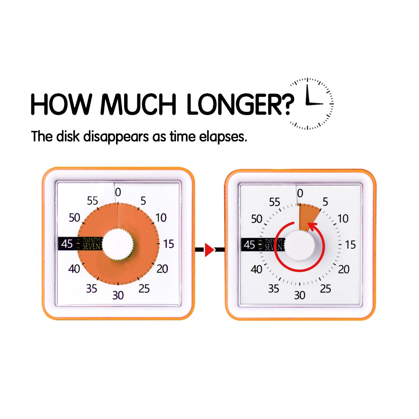 Visual Timer with Protective Case, 60-Minute Countdown Timer for Kids Autism ADHD Classroom Home Office, Countdown Clock for Teaching Work Meeting, Pomodoro Timer for Time Management Education, Orange