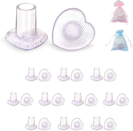 10 Pairs High Heel Protectors, Heart Shaped Glittery Clear Heel Stoppers for Women Shoes, Perfect for Outdoor Graden Party and Weddings, Pink
