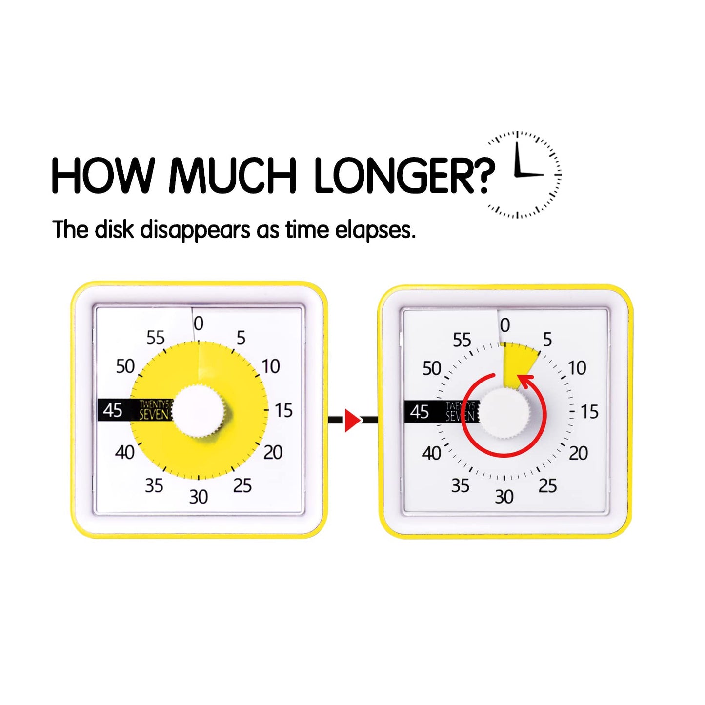 Visual Timer with Protective Case, 60-Minute Countdown Timer for Kids Autism ADHD Classroom Home Office, Countdown Clock for Teaching Work Meeting, Pomodoro Timer for Time Management Education, Yellow