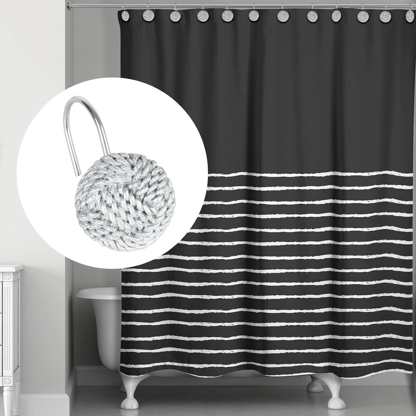 Sunlit Boho Knots Shower Curtain Hooks, Home Decorative Shower
