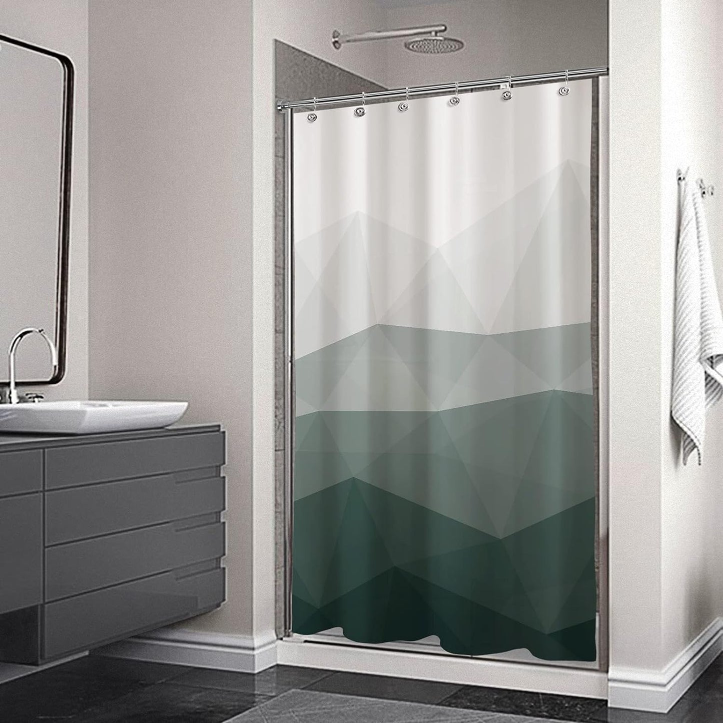 Sunlit Designer Popular Shower Curtain, Ombre Blue Fabric Contemporary Shower Curtains for Bathroom Décor