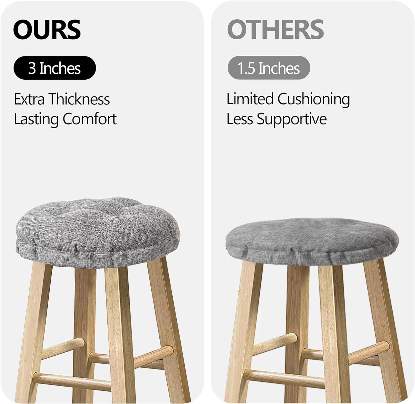 Sunlit Bar Stool Covers - Set of 2 Round Bar Stool Seat Covers, Soft and Cushioned Bar Chair Covers, Easy to Install and Wash, Cover Only, 14 Inch Diameter, Black