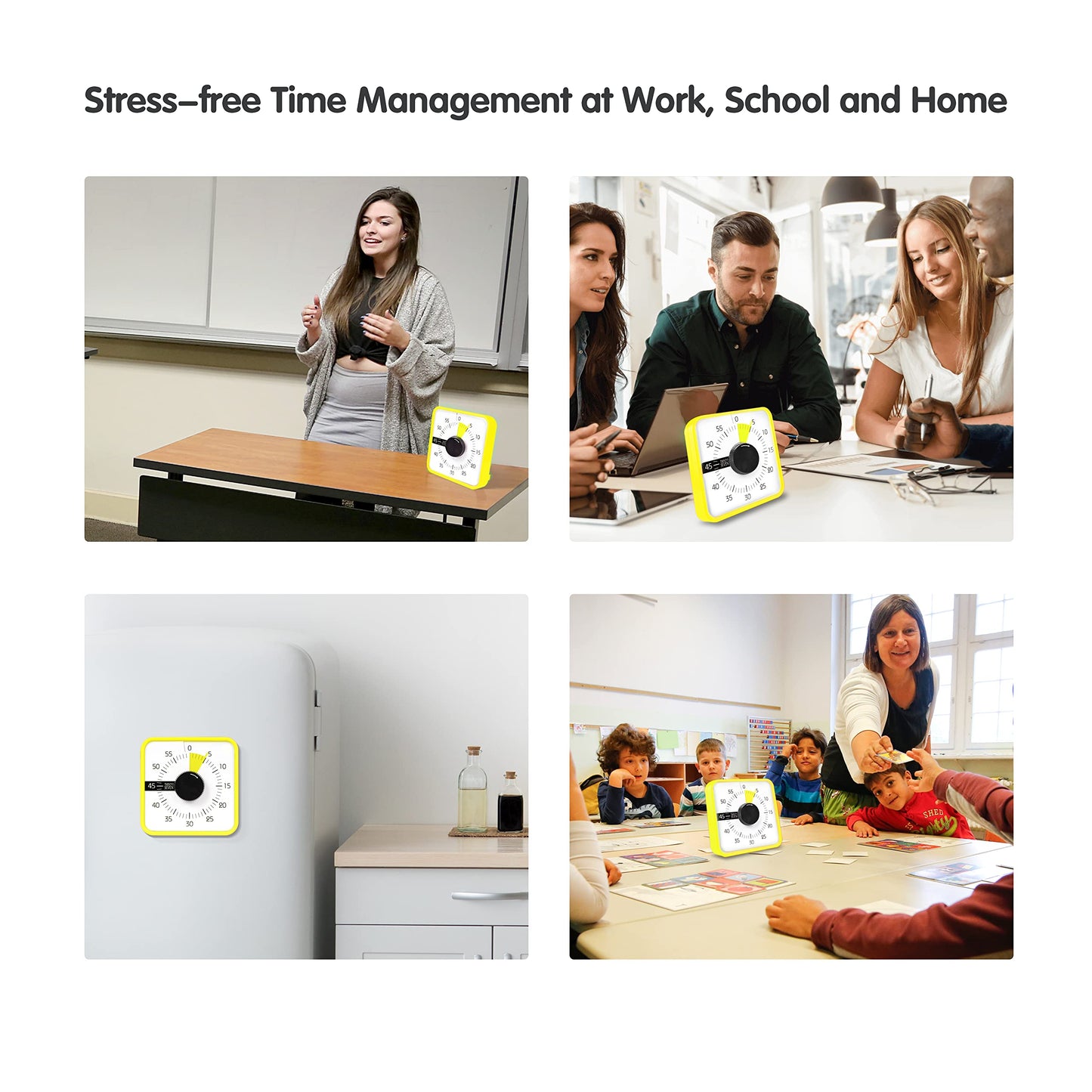 TWENTY5 SEVEN Countdown Timer 7.5 inch; 60 Minute 1 Hour Visual Timer – Classroom Teaching Tool Office Meeting, Mechanical Countdown Clock for Kids Exam Time Management Magnetic, Yellow