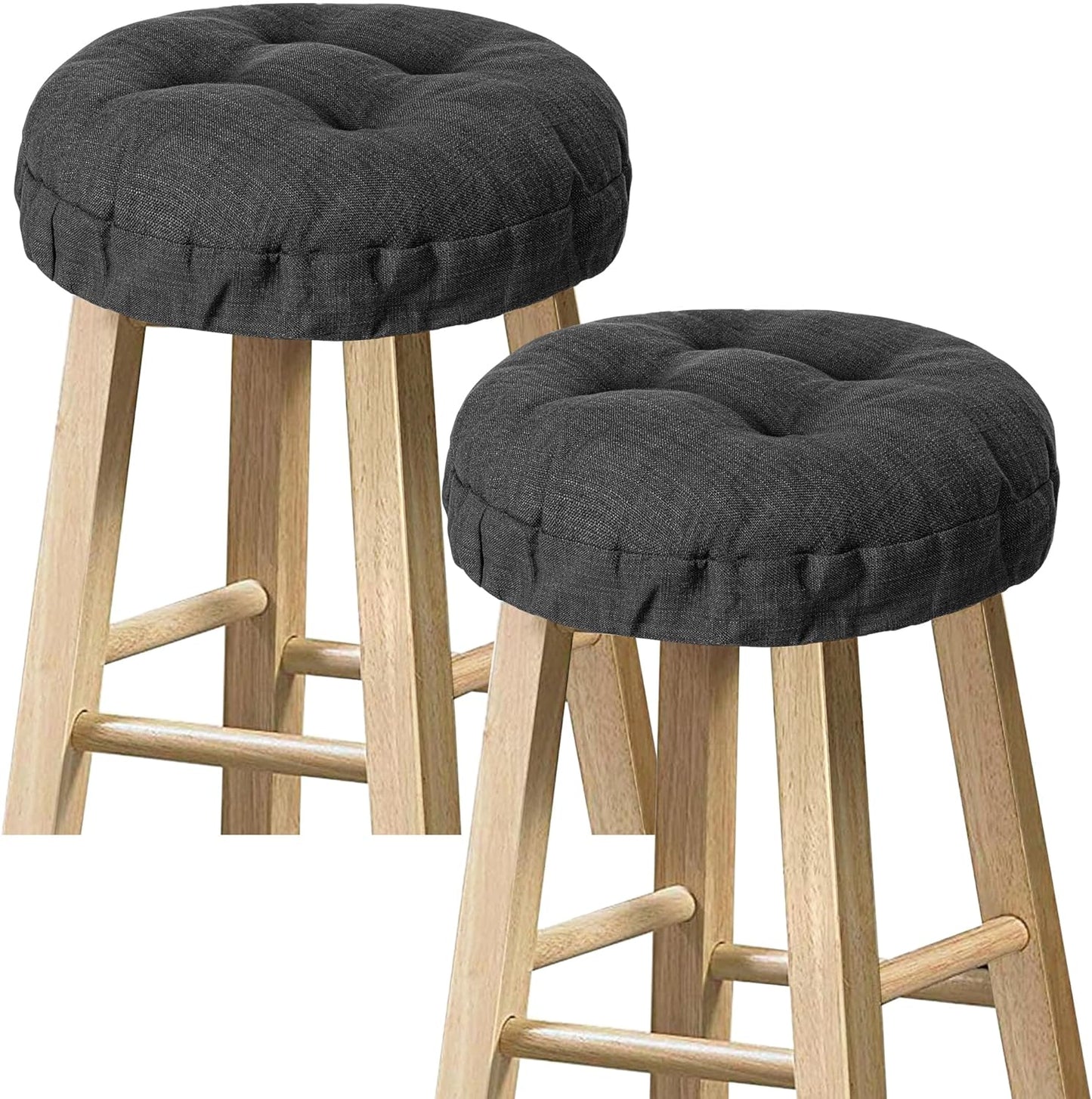 Sunlit Bar Stool Covers - Set of 2 Round Bar Stool Seat Covers, Soft and Cushioned Bar Chair Covers, Easy to Install and Wash, Cover Only, 14 Inch Diameter, Brown