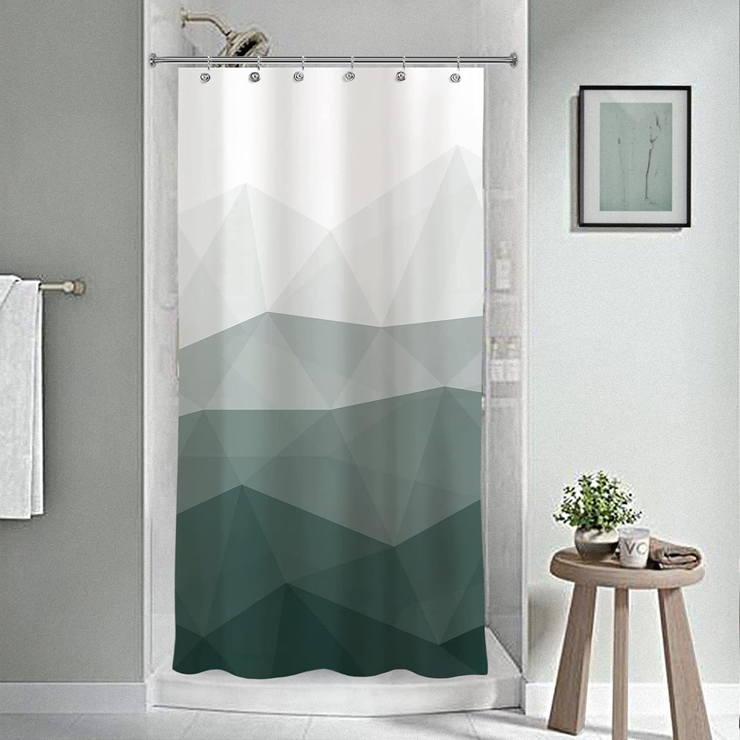 Sunlit Designer Popular Shower Curtain, Ombre Blue Fabric Contemporary Shower Curtains for Bathroom Décor