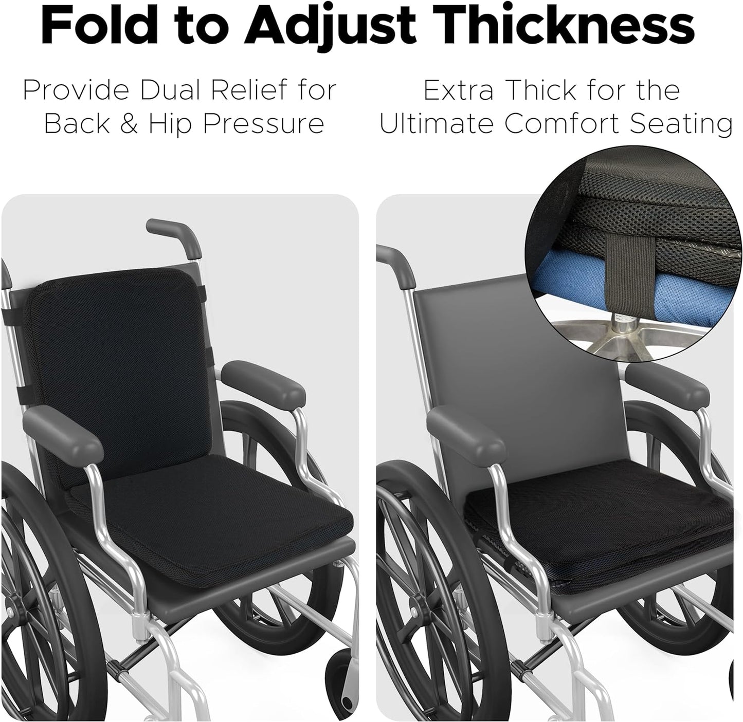 Sunlit Seat Jello, Gel Seat Cushion & Back Cushion for Long Sitting with Non-slip Cover, Gel Cushions for Wheelchair Office Chair Car Seat, Reduce Tailbone Pressure Orthopedic Sciatica Hip Pain Relief